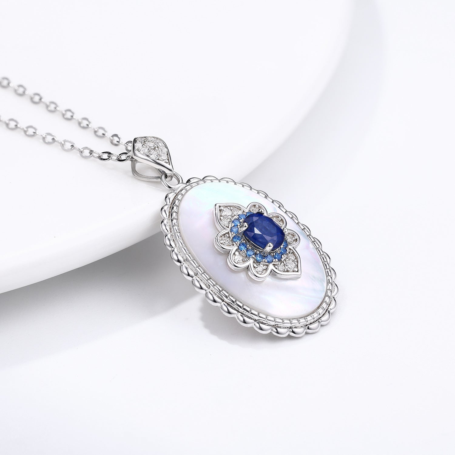 Chiara - Sapphire Diamond Pendants Chain Necklace For Women